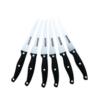 6 Steak Knives Dinner Set Stainless Steel Sharp Serrated Dishwasher Safe Knife