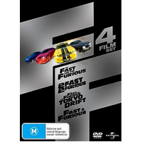 The Fast and the Furious / 2 Fast 2 Furious / The Fast and the Furious Tokyo Drift / Fast and Furious 4 DVD Preowned: Disc Like New