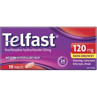 Hayfever Allergy Relief 120 mg - Non-drowsy - For Sneezing and Runny Nose, 10 Tablets 10 count