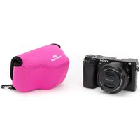 MegaGear Sony Alpha NEX-5R, NEX-5N, NEX-5 (16-50 mm) Ultra Light Neoprene Camera Case, with Carabiner - Hot Pink - MG069