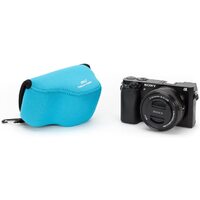 MegaGear Sony Alpha NEX-5R, NEX-5N, NEX-5 (16-50 mm) Ultra Light Neoprene Camera Case, with Carabiner - Blue - MG071