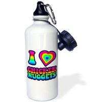 Groovy Hippie Rainbow I Heart Love Chicken Nuggets - Sports Water Bottle, 621 ml 21oz  -3dRose