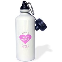 Being a Great Mentor is a Work of Heart - Pink - Good Mentoring Quote - Sports Water Bottle, 620 ml 21oz - 3dRose