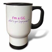 Im a GG - Whats Your Superpower - hot Pink - Funny Grandma - Travel Mug, 414 ml 14oz, Stainless Steel -3dRose (tm_193731_1)
