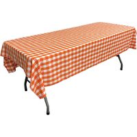 LA Linen Checkered Tablecloth, 60 by 102-Inch (152.4 by 259.08 cm), Orange