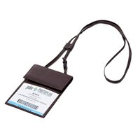 ID Card Badge Holder pouch pocket, Dark Brown Dacasso Bonded Leather