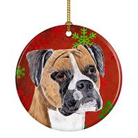 Boxer Red Snowflakes Holiday Christmas Ceramic Ornament Caroline's Treasures