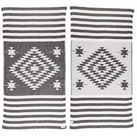 Bersuse 100% Cotton Malibu Lightweight Quick Dry Turkish Beach Towel - 95 x 175 cm, Carmen, Turkish Handloom, Black