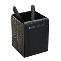 Dacasso Black Crocodile Embossed Leather Pencil Cup Home Office Organisation
