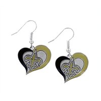 New Orleans Saints Logo Swirl Heart Dangle Earring Set -NFL Sports Team