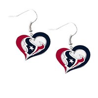 Houston Texans Logo Swirl Heart Dangle Earring Set - NFL Sports Team