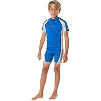 NeoSport Wetsuits Children's Premium Neoprene 2mm Shorty Wetsuit, Blue/Platinum, Size Four