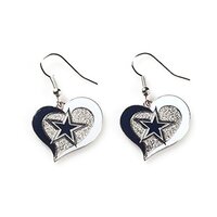 NFL Dallas Cowboys Logo Swirl Heart Dangle Earring Set - Sports Team