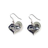 Seattle Seahawks Logo 3/4" Swirl Heart Dangle Earring Set - NFL Sports Team
