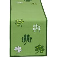 DII St Patrick's Day Shamrock Embroidered Table Runner 14" x 52" (35.5 x 137cm)
