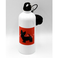 Cute Black Scottie - Cartoon Dog - Red with Pawprints - Sports eco-friendly Water Bottle, 620 ml (21oz)  3dRose