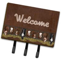 Caroline's Treasures Welcome Mat with Cows Leash or Key Holder, Large -SB3058TH68