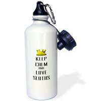 Gold Crown Keep Calm and Love Sloths - Sports eco-friendly Water Bottle, 620 ml (21oz) 3dRose