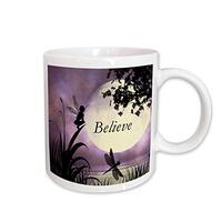 Believe, Fairy with Dragonflies with Moon and Purple Sky - Ceramic Mug, 444 ml -15oz -3dRose