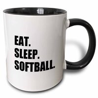 Eat Sleep Softball - Team Sport Playing Enthusiast Play Player Text - Two Tone Mug, 325 ml (11oz) , Black/White -3dRose
