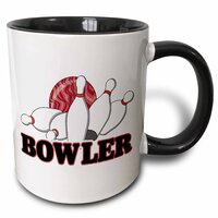 Bowler Design - Two Tone Bowling Mug, 325 ml (11oz) Black/White -3dRose