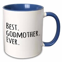 3dRose Best Godmother Ever - Gifts for God Mothers or Godmoms - god mom - Godparents - Black Text - Two Tone Blue Mug, 11oz