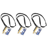 10 Pack -Durable Acrylic Card Holder Deluxe with Necklace