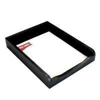 Dacasso Crocodile Embossed Leather Letter Tray, Black