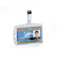 Durable Acrylic Security Pass Holder with Rotating Clip, Box of 25