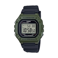 Casio Black/Green 50m Multi-Function Unisex Digital Sports Watch W-218H-3A