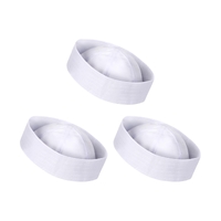 3 x Sailor White Gob Hat Unisex Doughboy Gilligan Seaman Captain Costume Hens Party