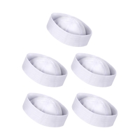 5 x Sailor White Gob Hat Unisex Doughboy Gilligan Seaman Captain Costume Hens Party