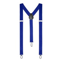 Blue Unisex Suspenders Braces Elastic Strong Clip On Adjustable Formal Wedding Party