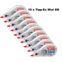 10 x Tipp-Ex Mini Pocket Mouse Plastic Tape- High-Quality, 6 m, White