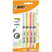 BIC Highlighter Grip Pastel Markers Chisel Tip - Pack of 4 Highlighters