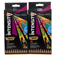 2-Pack BIC Intensity Premium Colouring Pencil - 2xPack of 12 Fashion Assorted Wood