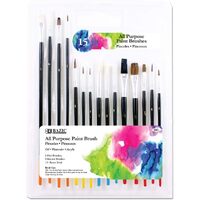 All Purpose Paint Brush Set Pack of 15 - BAZIC - Crafts Art 