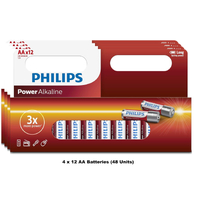 Philips 1.5 Volt Alkaline AA Battery 4 x 12-Pieces Pack (48 Batteries)