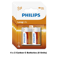Philips Zinc Carbon C Battery 4 x 2-Pieces Set (8 Batteries)