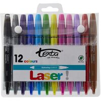 Texta Laser Colouring Markers School Fun Activity - 12 Colours