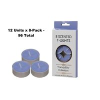 12x8-Pack Tranquility Collection Tealights Lavender & Cherry Blossom Candle (4 Hour Burn)