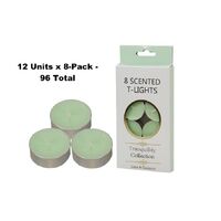 12x8-Pack Tranquility Tea Lights Scented Lime & Coconut Candle (4 Hour Burn)
