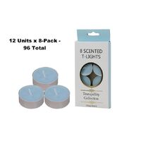 12x8-Pack Tranquility Tea Lights Scented Maui Beach Candle (4 Hour Burn)
