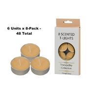6x8-Pack Tranquility Tea Lights Scented Orange Citrus Candle (4 Hour Burn)
