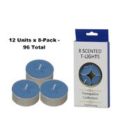 12x8-Pack Tranquility Tea Lights Scented Royal Princess Candle (4 Hour Burn)