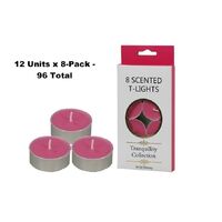 12x8-Pack Tranquility Tea Lights Scented Wild Peony Candle (4 Hour Burn)