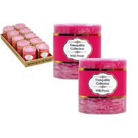Tranquility Collection Scented Wild Peony Pillar Candle Home (36 Hour Burn)