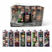 50x BIC Maxi Mexican Skull Lighters Various Colour Box J26