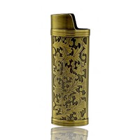 Bronze Metal Lighter Case Cover Holder Sleeve Pouch For BIC Large Lighter J26