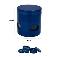 Blue Herb Grinder 4 Layers Compartment Smoke Spice Tobacco Metal Crusher